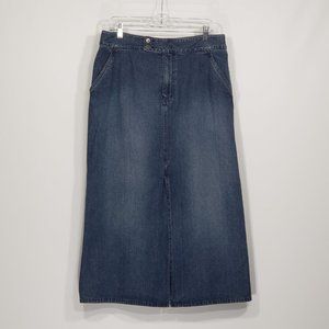 Liz Claiborne  Long Denim Maxi Skirt  Front Slit  Women's Size 14